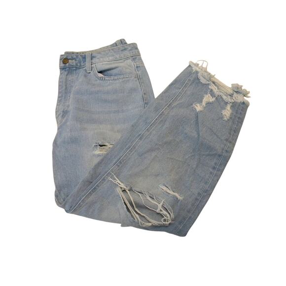 Flying Monkey Women's Distressed Mom Jeans Light Wash Straight Leg Size 30 - Picture 1 of 7